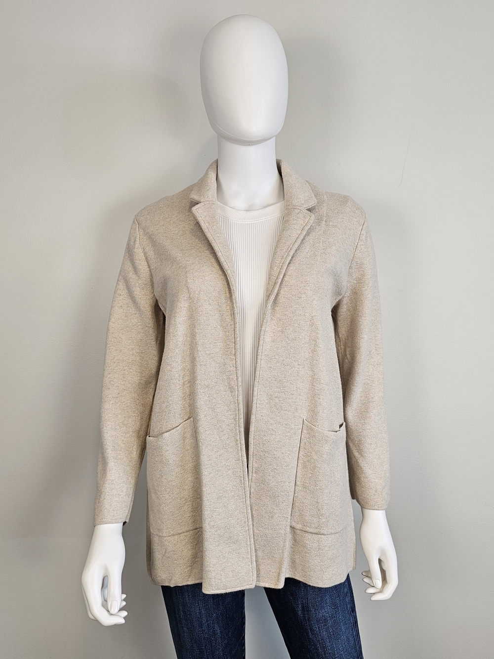 J. Crew Light Cream Open Front Cardigan Sz L